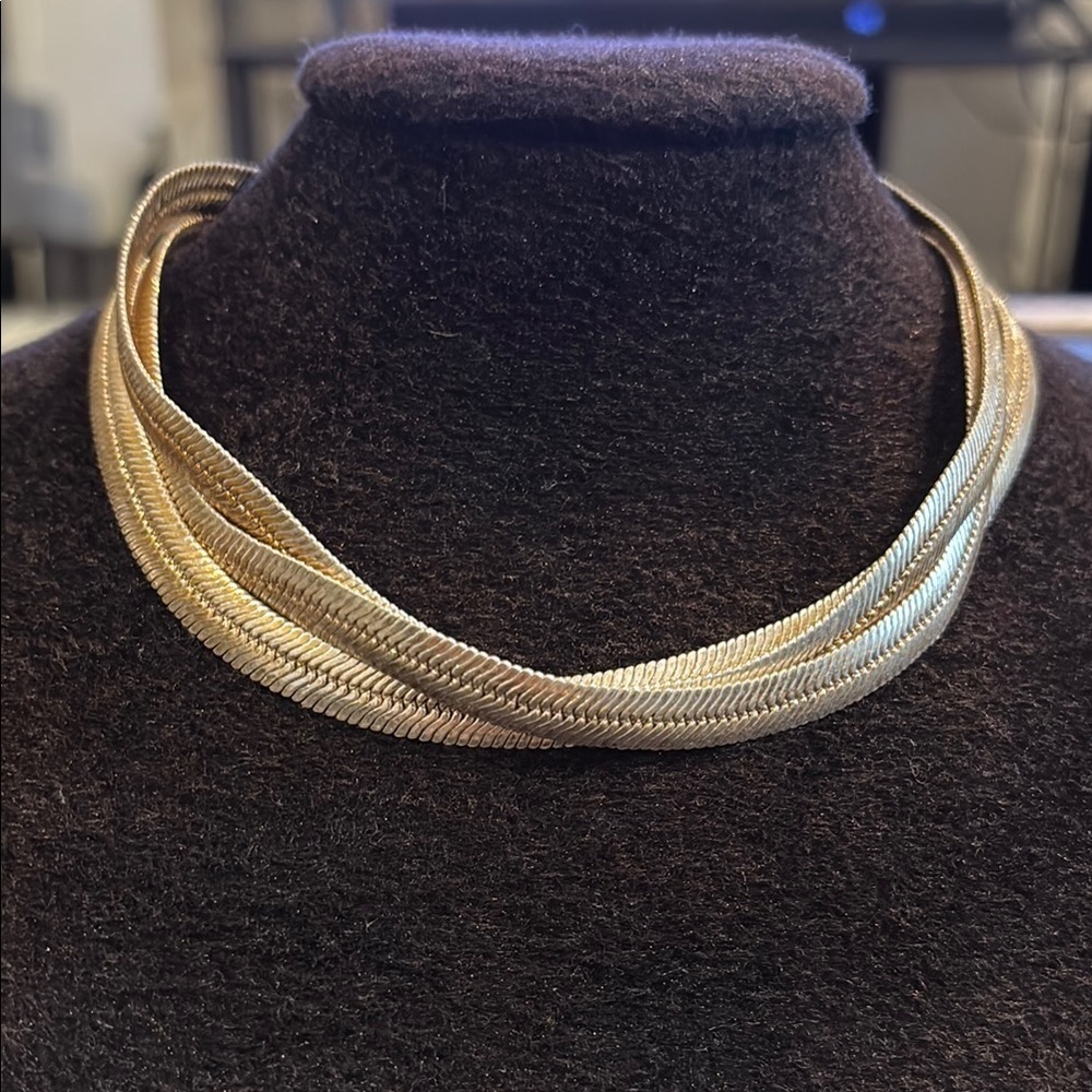 Givenchy Snake Multichain Elegant Gold Tone Choker Necklace - Picture 1 of 8